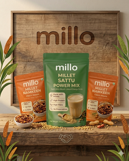 Millo Millet Sattu 500g + 2x Millet Namkeen 100g